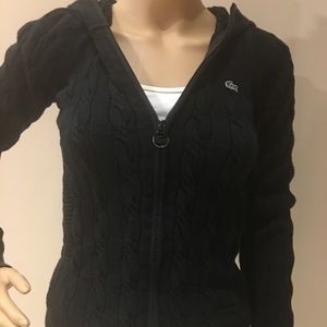 Lacoste XS Cable Knit Zip Cardigan Hoodie